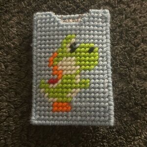 Hand Crafted Green and Blue Knitted Card Holder